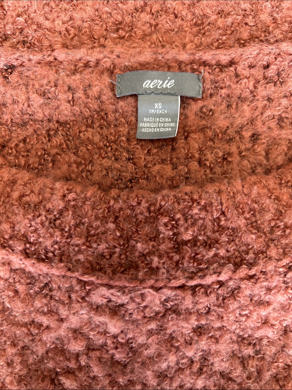 aerie Rust Bouclé Crewneck Sweater - Picture 2 of 3
